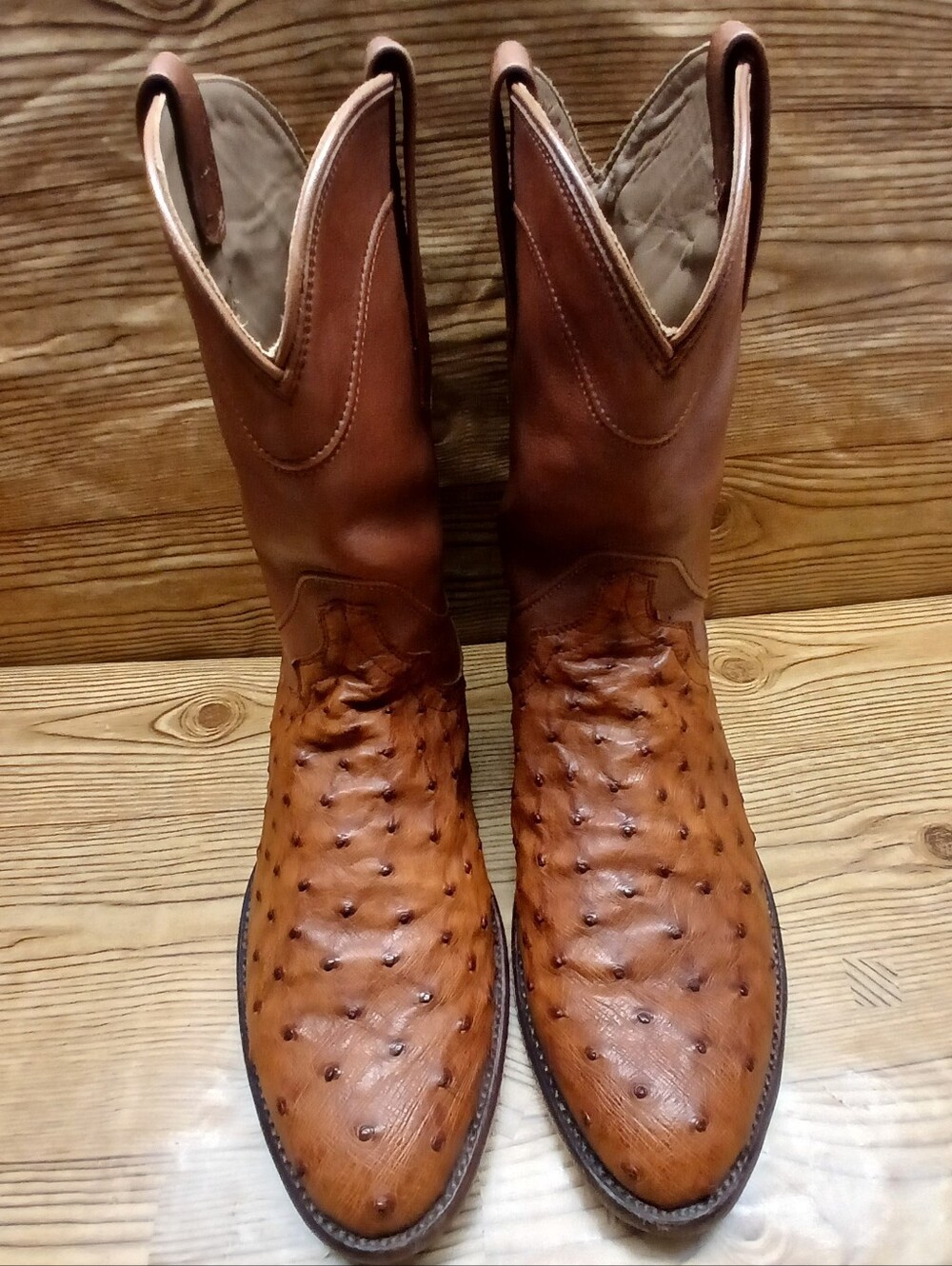 Tecovas The Wyatt Tan Ostrich Leather Cowboy Boots US Size 11EE